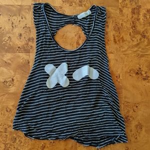 joah brown • striped graphic cross back tank